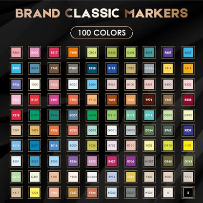 Alcohol Markers 100 Colors Dual Tip Fine & Chisel Art Markers Pens (100 Count)