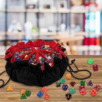 Large Dice Bag with Pockets Big Capacity Dice Bag Drawstring Pouch