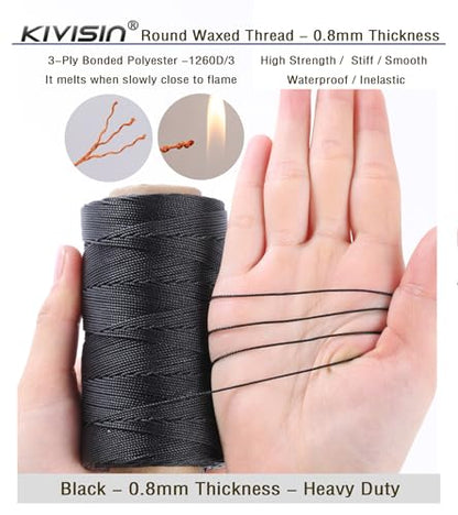 Bonded 0.8mm Round Waxed Polyester Cord (591 Foot)