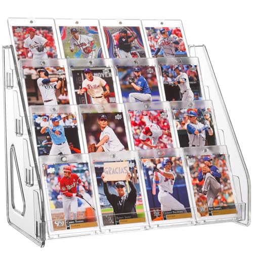 Elevated 4 Tier Clear Acrylic Card Display Stand for Trading Cards
