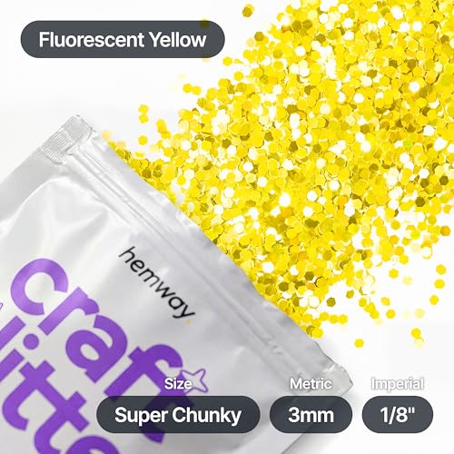 Craft Glitter Fluorescent Neon Yellow 100g Super Chunky Glitter (3.5274 Ounce)