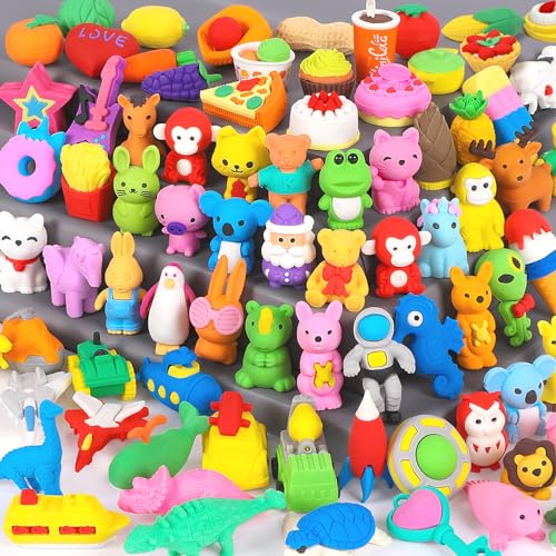 70Pcs Animal Pencil Erasers (70 Count)