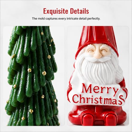 2 PCS 3D Christmas Tree & Santa Claus Silicone Pillar Candle Molds (2 Count)