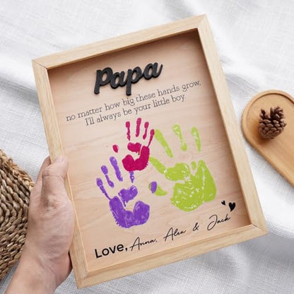 Best Dad Ever Hands Down Sign Handprint Kit with Paint DIY Gift for Father's Day