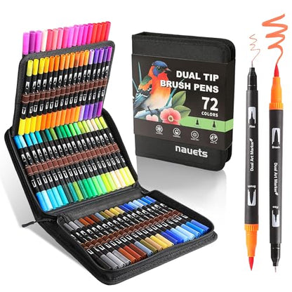 72 Colors Dual Tip Watercolor Paint Markers Pens (72 Count)