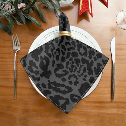 Dark Gray Cheetah Leopard Print Cloth Napkins Set of 1