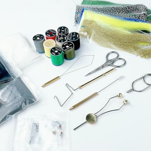 Fly Tying Kit Material Tools Kit Bobbin Fly Hooks Scissors Fly Beads Threader Needle Whip Finisher Fly Fishing Flies Starter Making Kit 149Pcs with Carry Bag (149 Count)