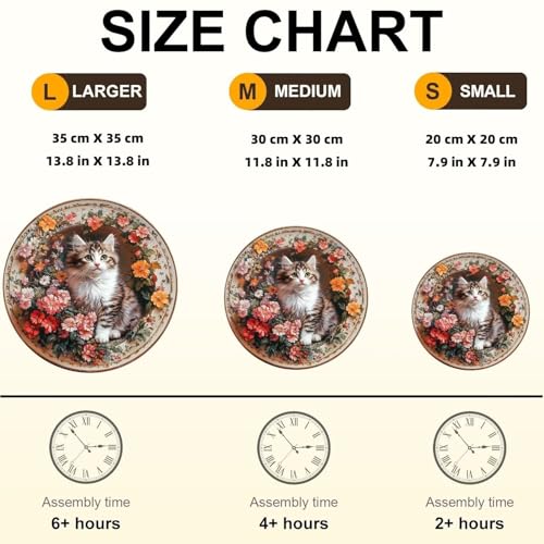 Colorful Flowers Cat Puzzles Adults Gifts for Women Men Wooden 100 Pieces 7.9 * 7.9in (100 Count)