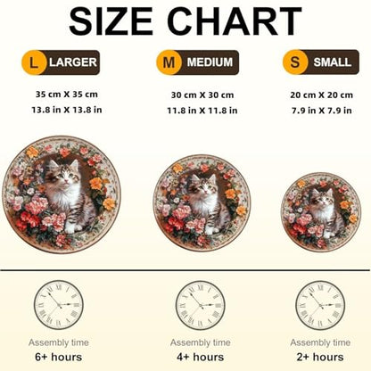 Colorful Flowers Cat Puzzles Adults Gifts for Women Men Wooden 100 Pieces 7.9 * 7.9in (100 Count)