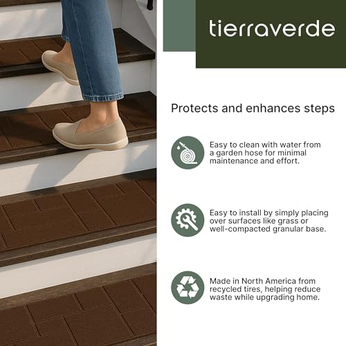4 Pack 24”x10” Fake Cobblestone Rubber Stair Treads