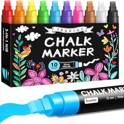 Window Chalk Markers for Glass Washable (10 Count)