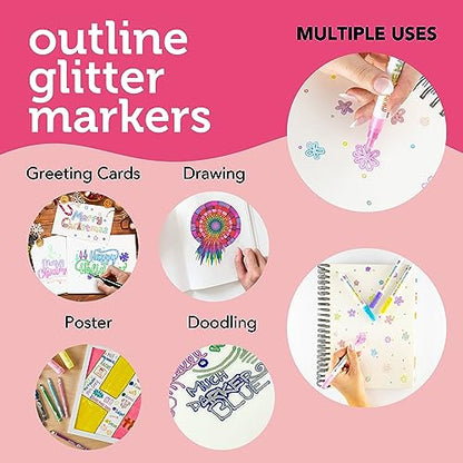 Outline Glitter Markers (12 Count)