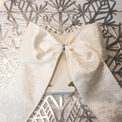 Ivory Velvet Ribbon 2.5 Inch x 10 Yards for Christmas Tree Topper Home Decoration Wreath Gift Wrapping DIY Craft (30 Foot)