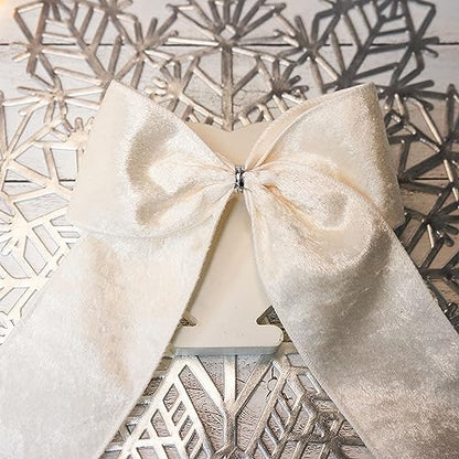 Ivory Velvet Ribbon 2.5 Inch x 10 Yards for Christmas Tree Topper Home Decoration Wreath Gift Wrapping DIY Craft (30 Foot)