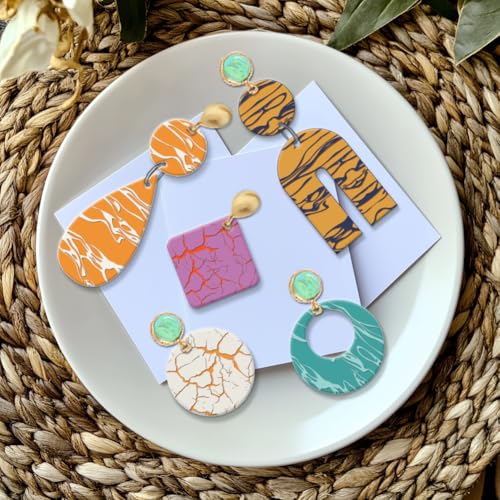 Natural Texture Polymer Clay Texture Sheets Cracks Water Pattern Silicone Texture Stamp Clay Modeling Pattern Pad Texture Sheets for Polymer Clay Making Earrings Jewelry