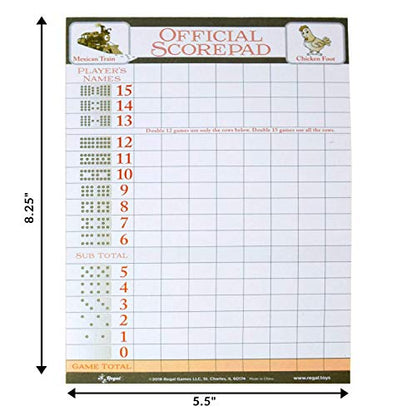 Mexican Train Score Pads & Chicken Foot Dominoes Game for Adults