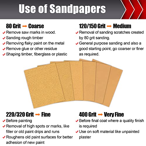 50 Pcs 1 4 Sheet Sand Paper Hook and Loop Backing 5.5" x 4.5" (50 Count)
