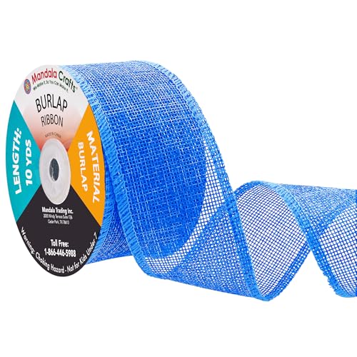 2 Inch Wide Sky Blue Burlap Ribbon for Crafts (60 Foot)