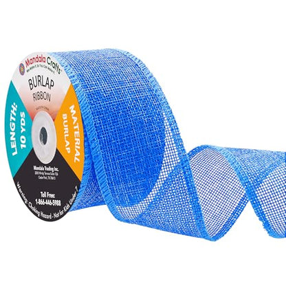 2 Inch Wide Sky Blue Burlap Ribbon for Crafts (60 Foot)