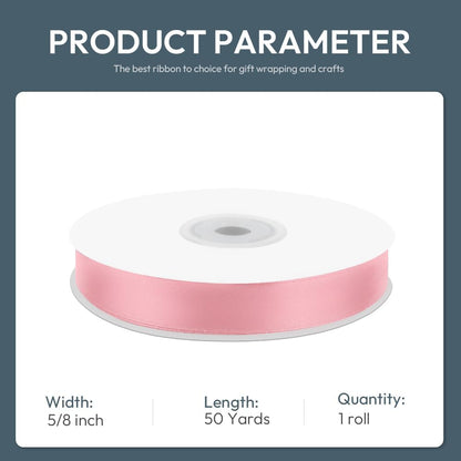 KMER LIFE 5/8" Wide x 50 Yards Pink Single Faced Polyester Satin Ribbon, Pink Satin Ribbon Perfect for Wedding Decor, Wreath, Crafts, Gift Wrapping & Other Projects (Pink) - Crafty Corner