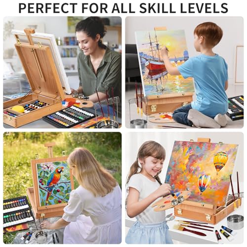 82Pcs Professional Oil Painting Set with Easel Box