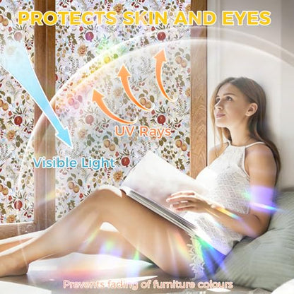 Rainbow 3D Window Stained Glass Privacy Film Decorative