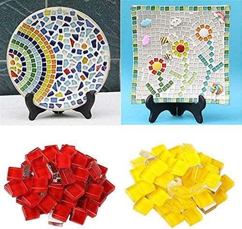 BestTeam Craft Material Mosaic Tile, Micro Glass Tiny Mini Mosaic Tile DIY Hobbies Children Handmade Crystal Free Stone Craft Material Creativity 300g (Red)