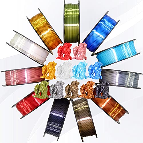 Silk Metalic Shiny Silver PLA 1.75mm 3D Printer Filament (35.27 Ounce)