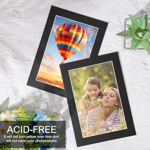 15 Pack Black Picture Mats 8.5x11 for 6x8 Photos (15 Count)