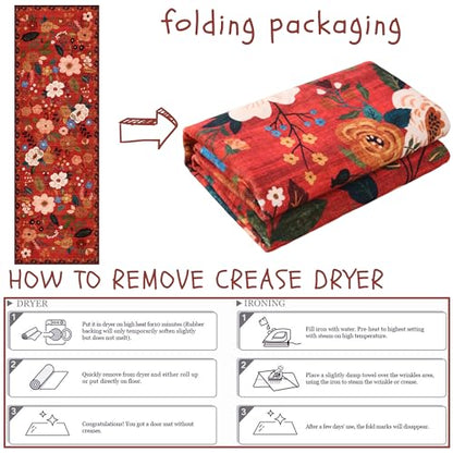 Runner Rug for Hallways Kitchen Rug Non Slip 2'6''x8' Washable Runner Rugs with Rubber Backing Soft Floral Carpet Runner for Hallways