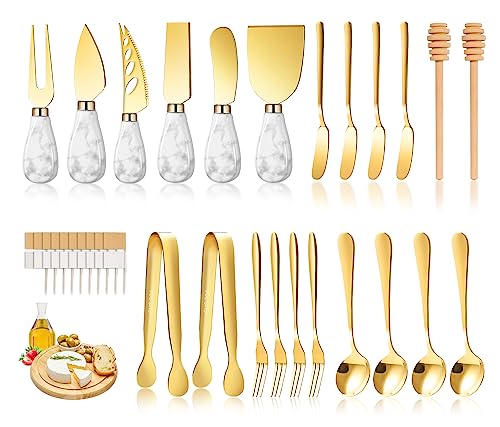 Marble Gold Cheese Knife Set