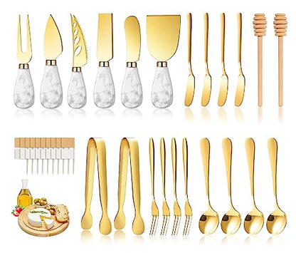 Marble Gold Cheese Knife Set