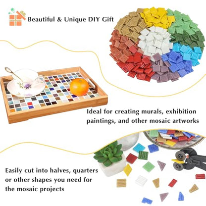 Square Mosaic Tiles for Crafts Bulk (2.2 pound(s))