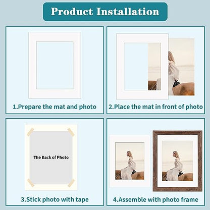 12 Packs White and Black Colors 11x14 Picture Frame Mats for 8x10 Photos