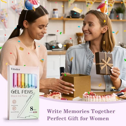 Gel Pens 8pcs Black Ink Pens 0.5mm Smooth Writing Pens