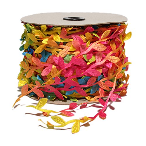 Colorful Rainbow Leaves Leaf Ribbon Trim Rope (60 Foot)