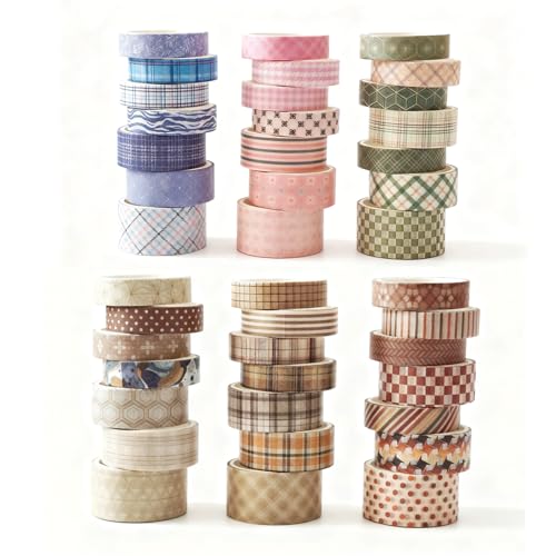 Washi Tape Set 42 Rolls Vintage Plaid Colored Decorative Scrapbook Tape
