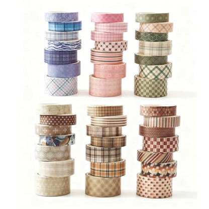Washi Tape Set 42 Rolls Vintage Plaid Colored Decorative Scrapbook Tape