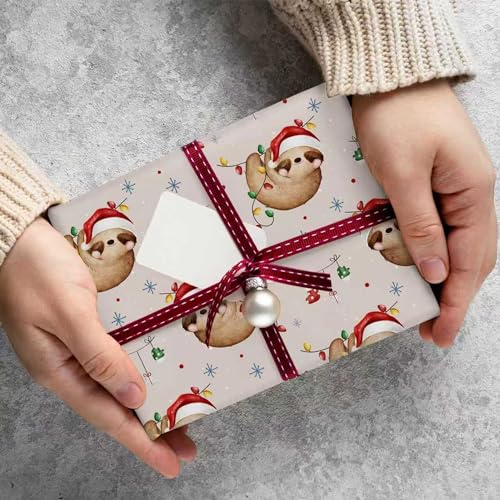 Sloth Christmas Wrapping Paper Sheet (30 Sq Ft)