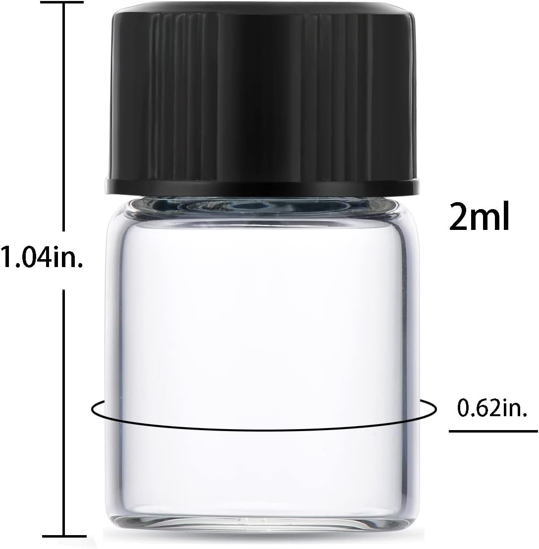 2ml Clear Small Glass Vials 100pcs with Screw Caps(100pcs)