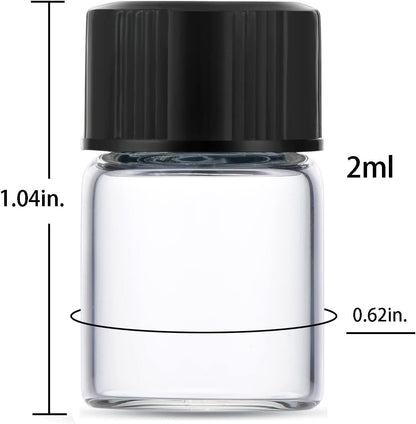 2ml Clear Small Glass Vials 100pcs with Screw Caps(100pcs)