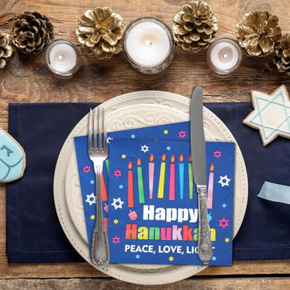60 Pcs Happy Hanukkah Cocktail Paper Napkins 6.5 x 6.5 Inches (60 Count)