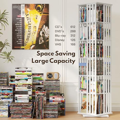 Bamboo 360 Rotating Bookshelf Tower