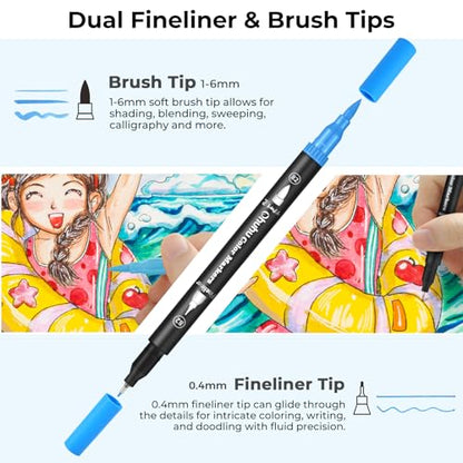 Adult Coloring Book Markers 160 Color Dual Tip Water (160 Count)