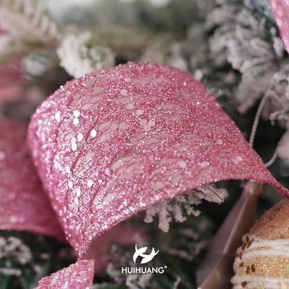 Pink Glitter Diamond Wired Christmas Ribbon 2.5 inch x 10 Yards (30 Foot)