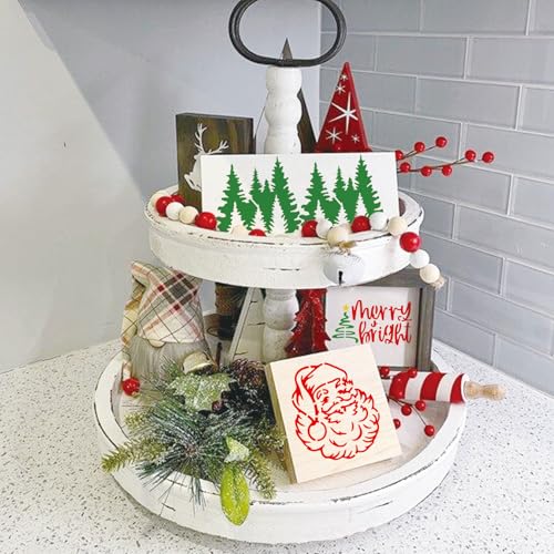 30pcs Small Christmas Stencils for Painting on Wood Reusable Drawing Merry Christmas Stencil 3 Inch Stencils for Ornament DIY Crafts Xmas Balls Home Décor (30 Count)