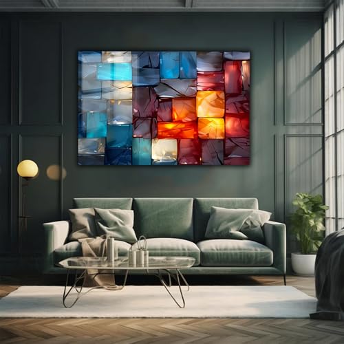 Magical Light Play and Stunning Colors Printed Tempered Glass Wall Art Painting for Living Room