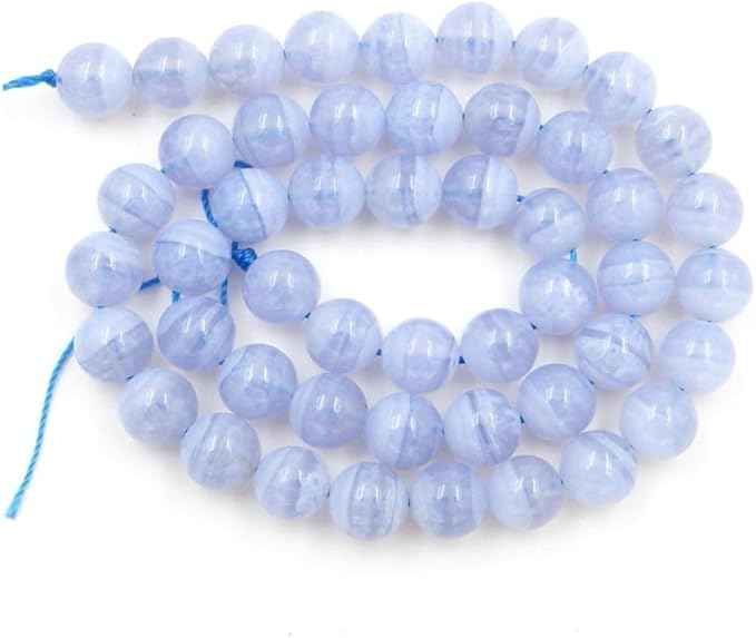 60pcs Adabele Natural Blue Lace Agate Healing Gemstone 6mm Round Loose Beads Gem Stone Spacer for DIY Craft Jewelry Making GE11-6