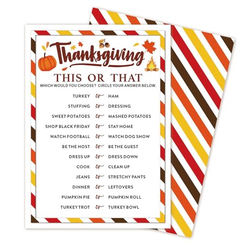 Thanksgiving Party Icebreaker Games Cards