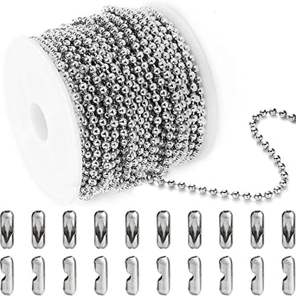 Steel Ball Chain Bead Dog Tag Chain Beaded Necklace Chains for Jewelry Making Bracelet Military Crafts